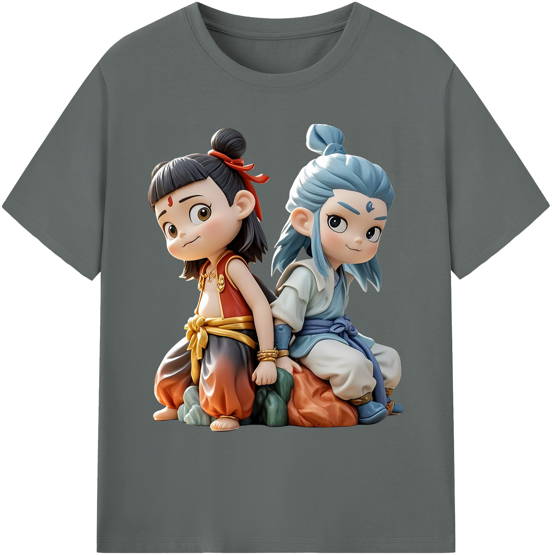 （画像用） Ne Zha 2 ナタ 魔童の大暴れ 綿100％ メンズ半袖Tシャツ｜肌触りやわらか＆通気性